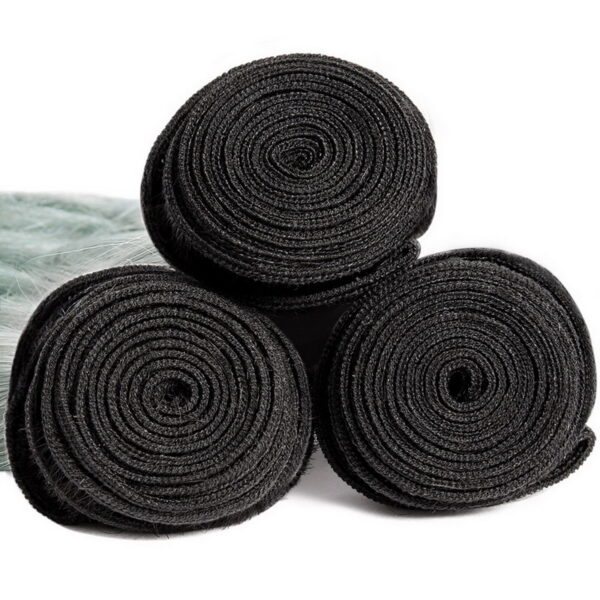 Virgin Hair Natural Straight 1B/ Green Grey Hair Bundles - Image 3